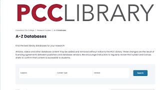 Using the A-Z Database List from PCC's Shatford Library