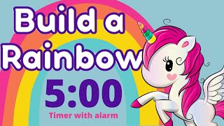 5 min Rainbows and Unicorn Countdown Timer with Music and Alarm