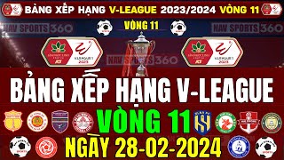 Bảng Xếp Hạng, Kết Quả Vòng 11 V-League 2023/2024 Ngày 28/2/2024 | Nam Định 22đ, CAHN 21đ (Bản Full)