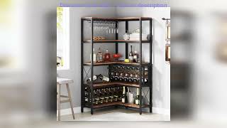 #Tribesigns Large Corner Wine Rack, 5-Tier L Shaped Industrial Freestanding Floor Bar Cabinets fo