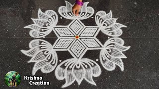 Margazhi madham special kolam | Easy padi kolam design with 5x3 dots | Dhanurmasam muggulu