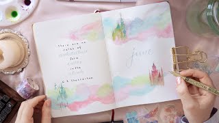 Plan With Me: June 2023 Bullet Journal - Easy Pastel Clouds & Castles Theme Set Up