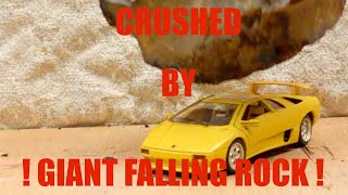 Scale 1/18 Lamborghini Diablo CRUSHED by Giant Falling Rock - Super Slow Motion