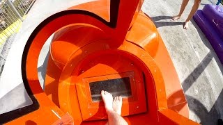 Rapids Water Park - Orange Brain Drain [NEW 2016] SuperLOOP Trapdoor Slide Onride POV