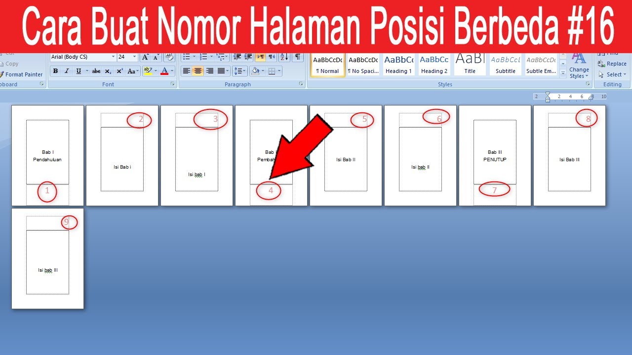 Cara Membuat Nomor Halaman Di Word Dengan Posisi Berbeda - YouTube