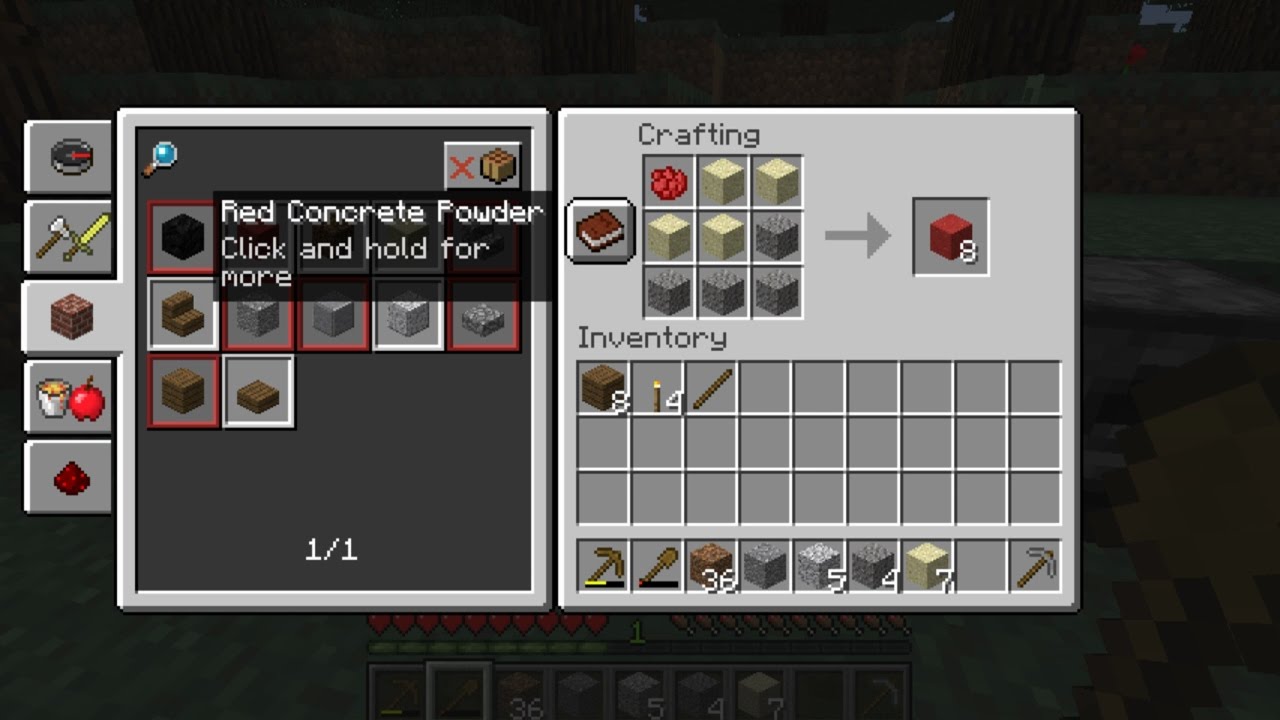 Minecraft Snapshot Concrete Recipe Change Youtube