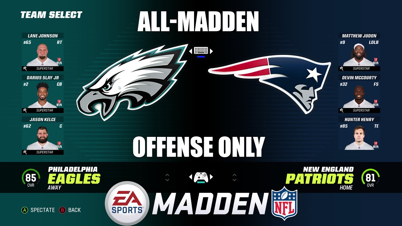 Madden NFL 23 Patriots Vs. Eagles (All-Madden) (Patriots Offense Only ...