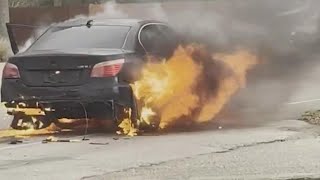 Former EMT jumps into action after seeing woman's car on fire with child inside