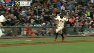 MIL@SF: Posey lines RBI double to the warning track