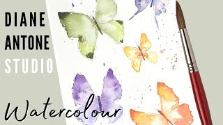 How to Paint Watercolor Butterflies - Easy Beginners Real Time Step by Step Painting Art Tutorial