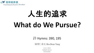 上午: 人生的追求 What do We Pursue? (01/25/2025)