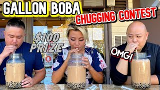 GALLON OF BOBA MILK TEA CHUGGING CONTEST!!! $100 CASH PRIZE!! #RainaisCrazy Teaspoon in San Jose, CA