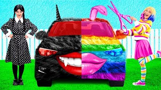 Rainbow Car vs Black Car Challenge | Funny Situations by PaRaRa Challenge