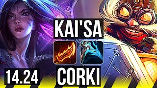 KAI'SA \u0026 Rakan vs CORKI \u0026 LeBlanc (ADC) | 5/1/2 | KR Master | 14.24