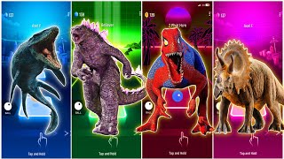 🦖JurassicWorld Mosasaurus 🆚The Godzilla 🆚The T-rex Spider Man 🆚The Triceratops || 🎶Who Will Win ?