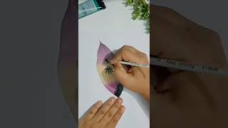 How to draw picture on the leaf easily #drawing #art #artist #painting #viralvideo #viralshorts