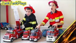 Costume Pretend Play! | Firefighters, Fishing, Police, The Floor is Lava Skits | JackJackPlays