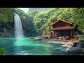 lakeside porch escape 🌊 birdsongs crackling campfire u0026 soothing waterfalls relax u0026 meditation