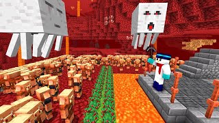 【マイクラ】1週間ネザーでMOBが襲ってくる世界でセキュリティハウス生活してみた結果！？