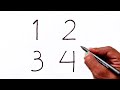 Beautiful drawing from 1234 | Easy number drawing