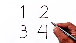 Beautiful drawing from 1234 | Easy number drawing