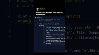 how to take multiple user input in single line #python #pythontricks