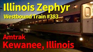 [ USA Train ] Amtrak Illinois Zephyr Westbound Train #383 and Amtrak Kewanee Illinois Station