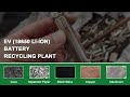 EV (18650 Li-ion) Battery Recycling Plant | Recover Valuable Black Mass