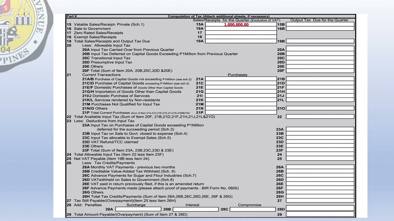 Value Added Tax Return 2550Q Guide On How Fill Out - YouTube