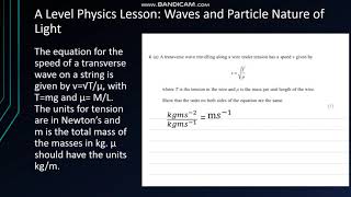 A Level Physics (EDEXCEL): Standing Waves and Transverse Wave Speed Equation