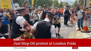 Just Stop Oil disrupt London Pride | BBC News | 1 July 2023 | Just Stop Oil