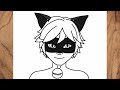 How to draw Cat Noir step by step