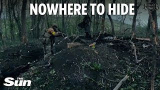 Ukrainian troops blow up secret Russian woodland hideouts in dramatic frontline footage