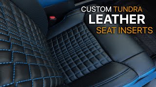 Custom 2021 Cavalry Blue Toyota Tundra Leather Seat Upholstery CNC Quilted Inserts LeatherSeats.com