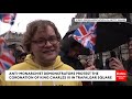 anti monarchist demonstrators protest coronation of king charles iii in trafalgar square