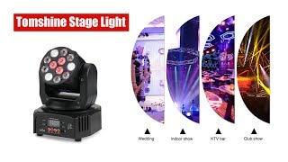 Tomshine 40W 12 LEDs RGBW Washing Effect Moving Head Stage Light