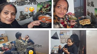 बाप बेटे की क्या प्लानिंग चल रही है 🤔 / आज बना स्वादिष्ट गाजर का हलवा 👌🏻😋