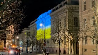 Vilnius night walk Gedimino pr \u0026 Vilniaus g.| Gediminas ave. \u0026 Vilnius st.| Vilnius supports Ukraine