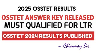 OSSTET RESULTS PUBLISHED || OSSTET 2024 ANSWER KEY