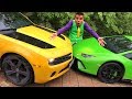 Lamborghini Huracan BLOCKED Road VS Mr. Joe on Chevrolet Camaro in Funny Race for Children