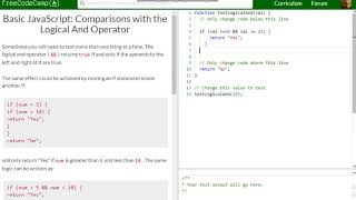 Basic JavaScript Comparisons with the Logical And Operator free code camp Dani