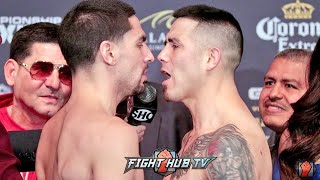 INTENSE! DANNY GARCIA & BRANDON RIOS SEPARATED AT WEIGH IN FACE OFF! TRADE HEATED WORDS!