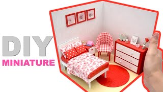 DIY Miniature Dollhouse Room #12: Red Bedroom | Manilature.