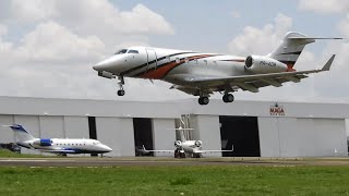 QUE PINTURA ESPETACULAR - POUSO E DECOLAGEM DO BOMBARDIER CHALLENGER 300 PR-ADB EM CAMPINAS AMARAIS