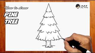 How to draw a Pine Tree step by step