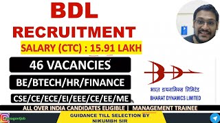 BDL MANAGEMENT TRAINEE RECRUITMENT | PSU JOB WITHOUT GATE EXAM #bdl #miniratna