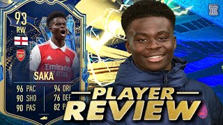 93 TEAM OF THE SEASON SAKA PLAYER REVIEW! - TOTS - FIFA 23 Ultimate Team