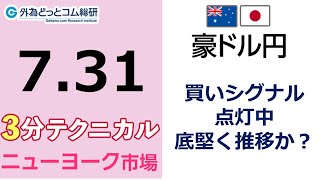 豪ドル/円見通し 「買いシグナル 点灯中、 底堅く推移か？」見通しズバリ！3分テクニカル分析 ニューヨーク市場の見通し　2023年7月31日