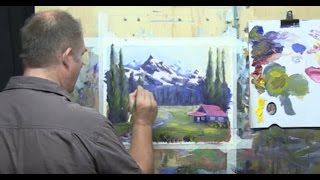 Learn To Paint - E6 "Bob Ross Mountains" Bob Ross Style Mountains in Acrylics #MooreMethod
