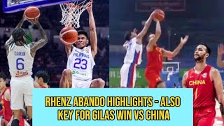 FIBA WORLD CUP 2023: RHENZ ABANDO HIGHLIGHTS - ALSO KEY FOR GILAS WIN VS CHINA #soluxurious #gilas